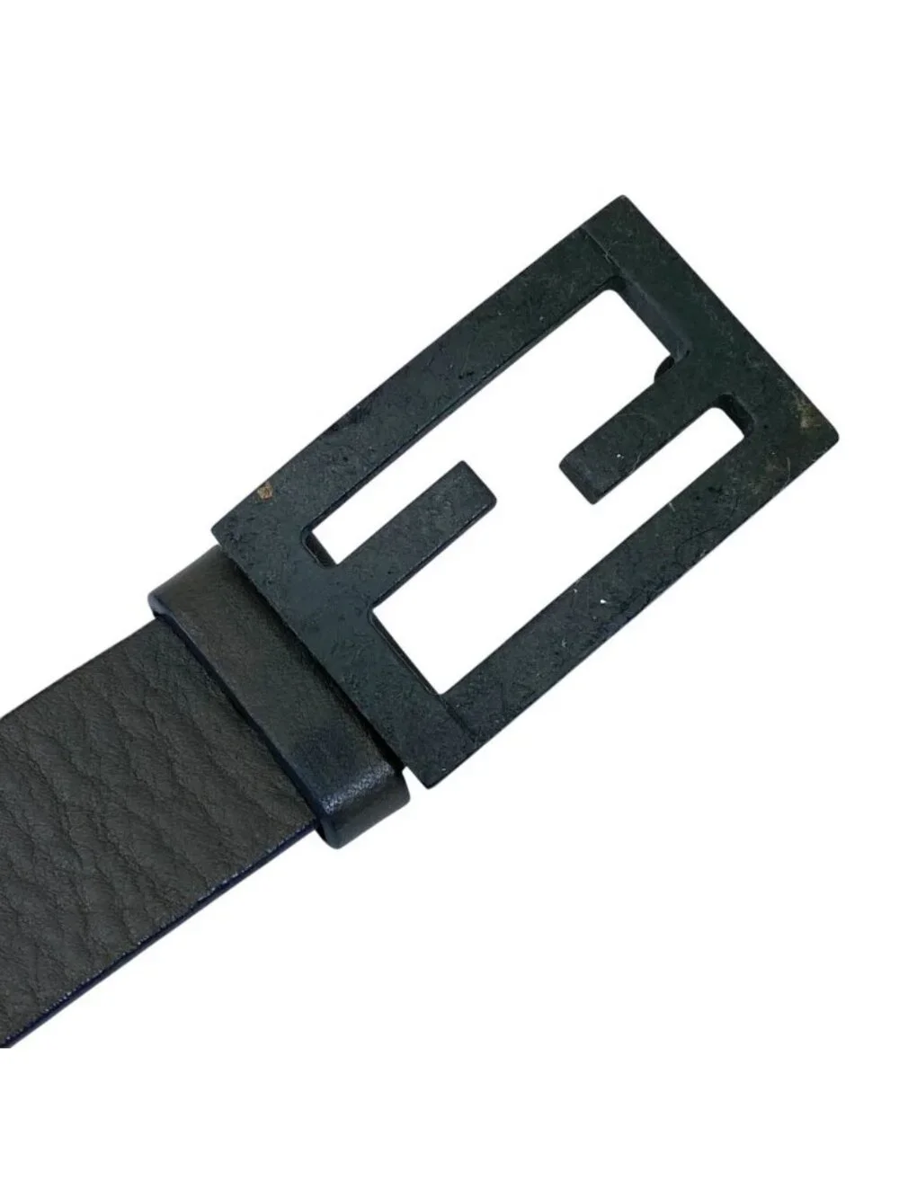 Fendi FF Logo Buckle Belt Leather Gray Practical